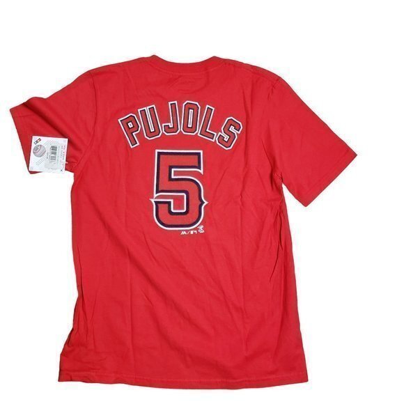 Majestic MLB LA Angels Youth‎ Size Large Red #5 Albert Pujols Short Sleeve Shirt - Picture 6 of 6